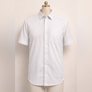 Apt. 9 White Short-Sleeve Button-Up Shirt with Red & Blue Dot Print